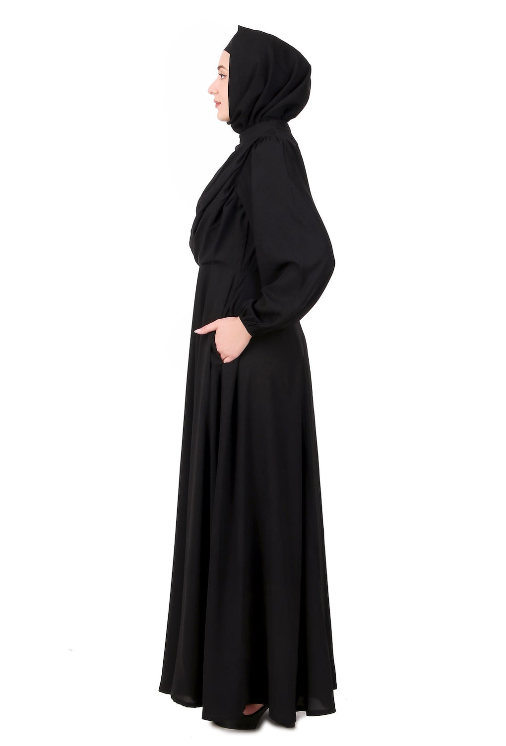 Cowl Neck Black Nida Abaya