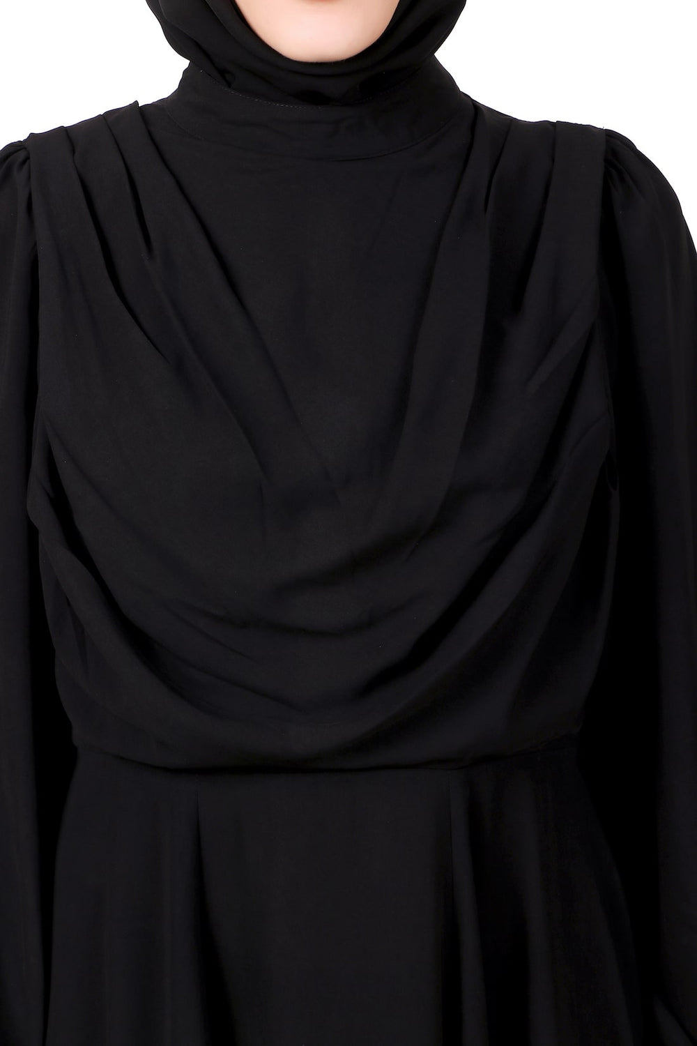 Cowl Neck Black Nida Abaya