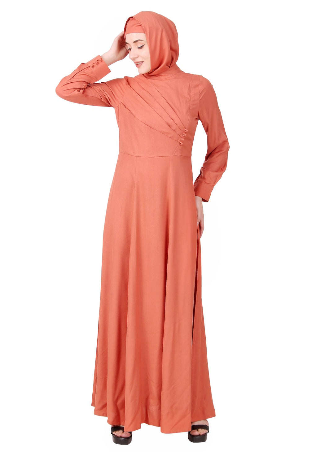 Angrakha Inspired Madarin Collar Rayon Abaya