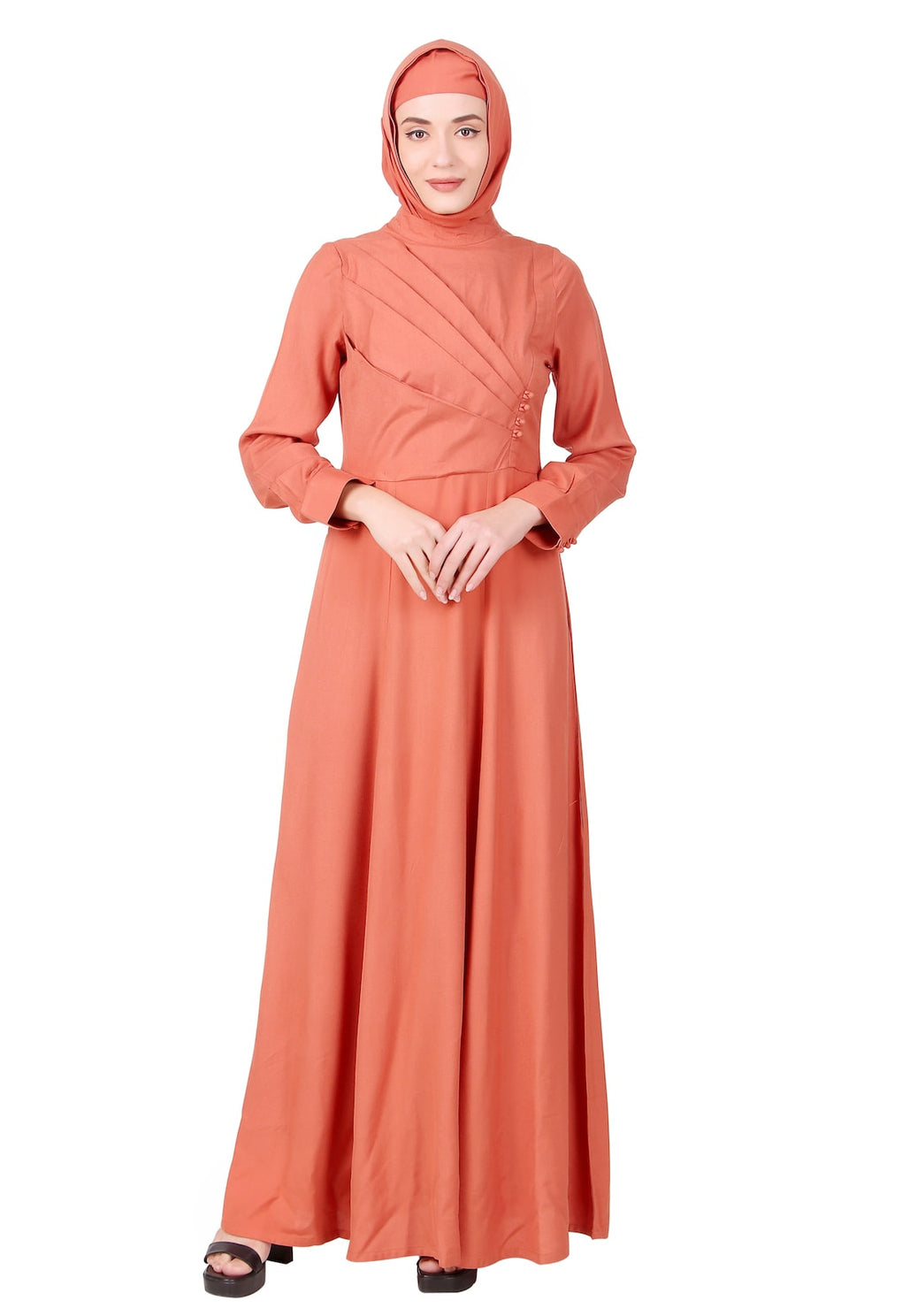 Angrakha Inspired Madarin Collar Rayon Abaya