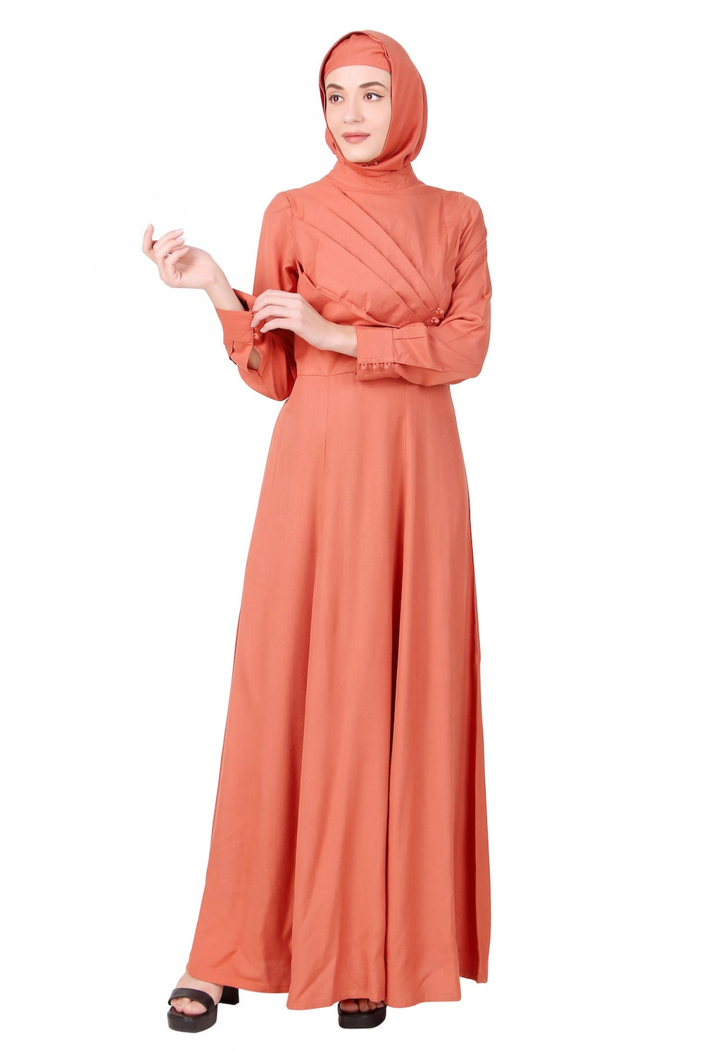 Angrakha Inspired Madarin Collar Rayon Abaya