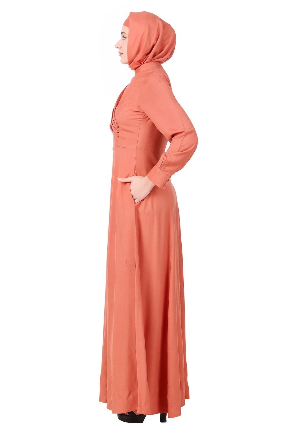 Angrakha Inspired Madarin Collar Rayon Abaya