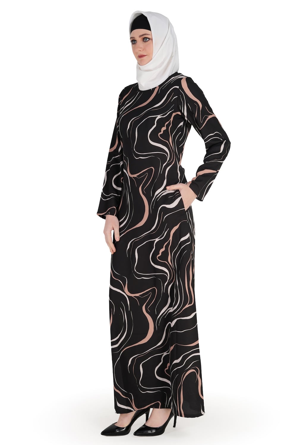 Printed Crepe Abaya AYP-559