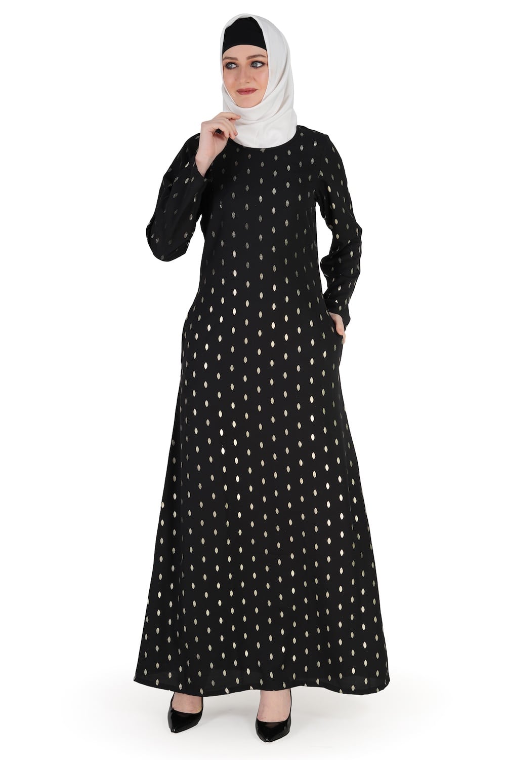 Printed Foil Crepe Abaya AYP-563