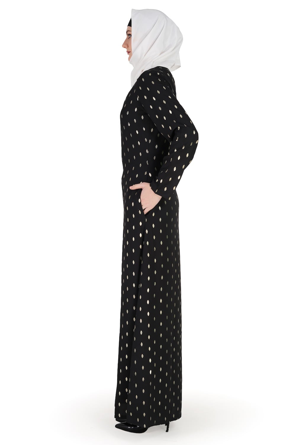 Printed Foil Crepe Abaya AYP-563