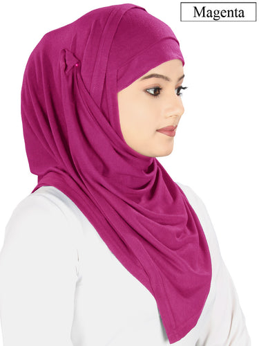 Two Piece Instant Magenta Viscose Jersey Hijab