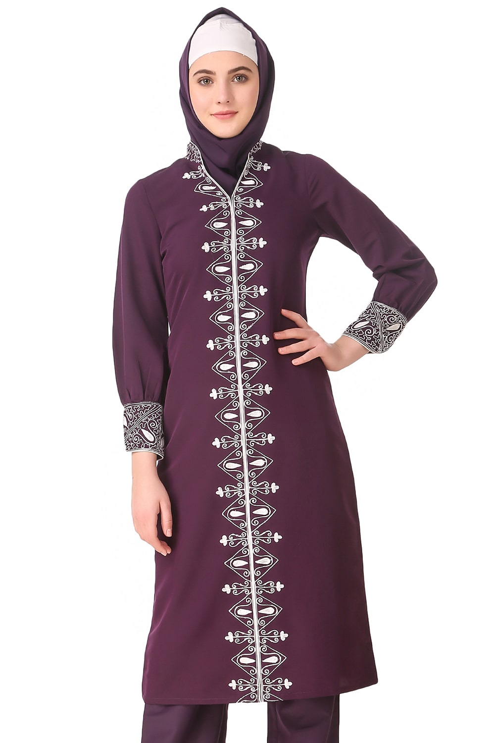 MyBatua Designer Maroon Kashibo Tunic with Stylish Sleeves, Islamic Modest Clothing, Trendy Muslim outlet Ladies Long Round Neck Kurti, KRF-045