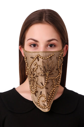 Hand Embroidered Silk Tissue Veil Style Face Mask