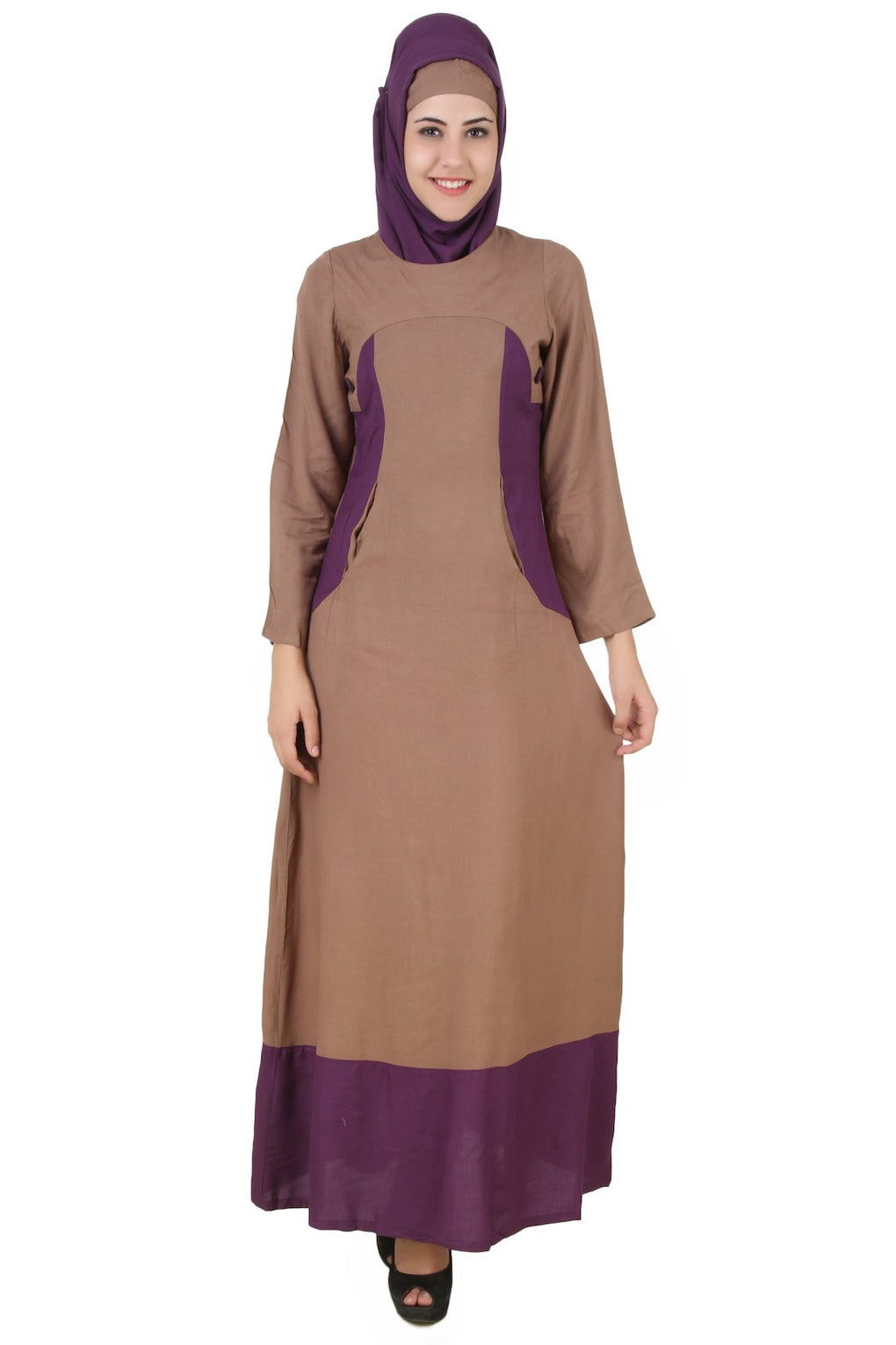 Afreen Khaki Rayon Abaya Front