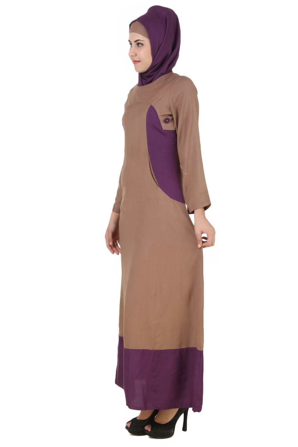 Afreen Khaki Rayon Abaya Side