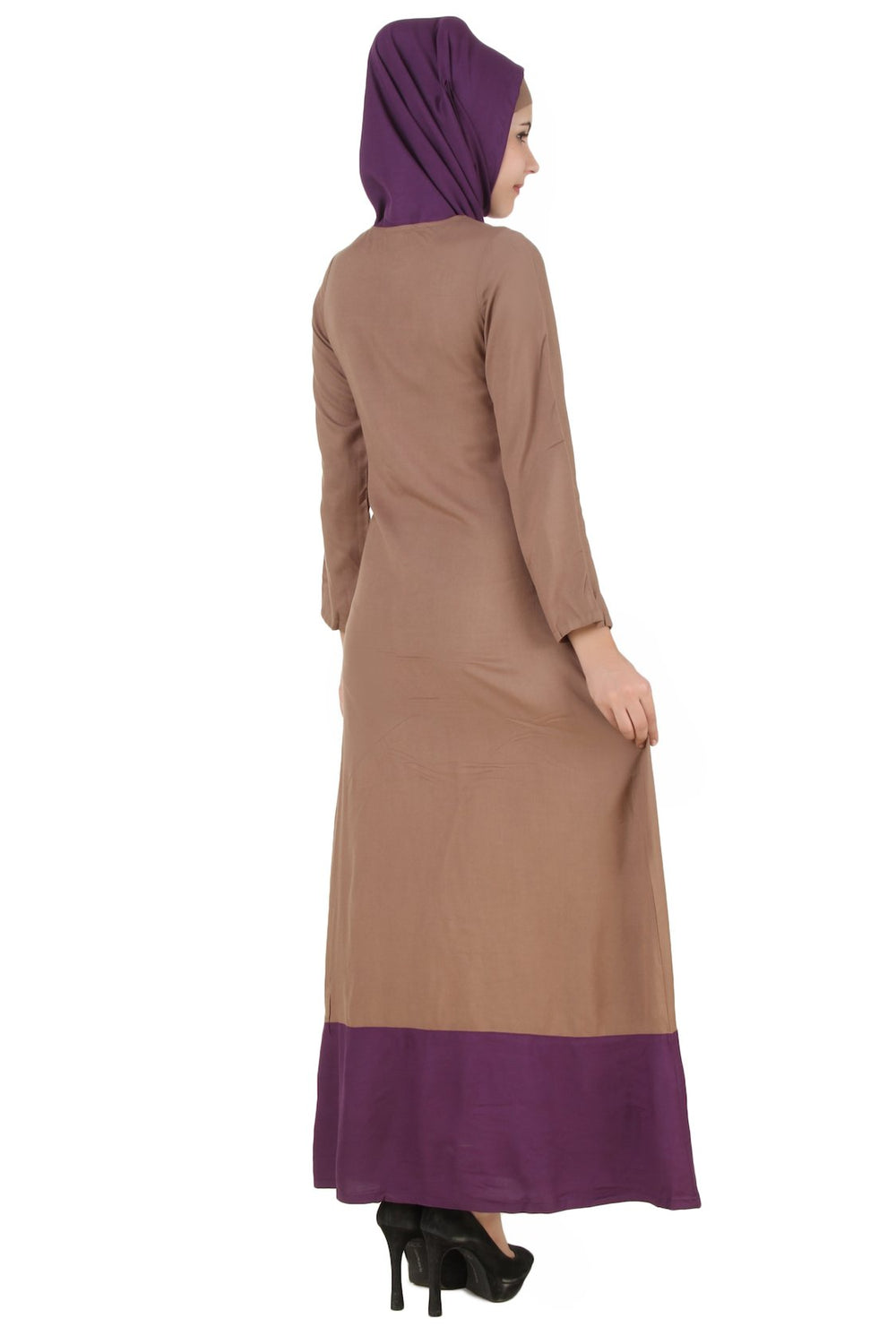 Afreen Khaki Rayon Abaya Back