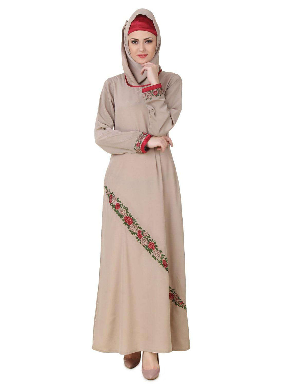 Ujala Nida Warm Grey Abaya