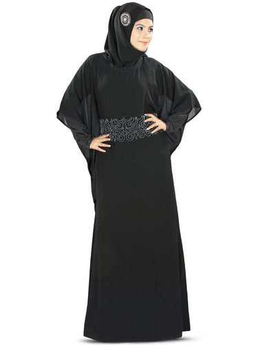 Anum Hand Embroidered Black Kaftan