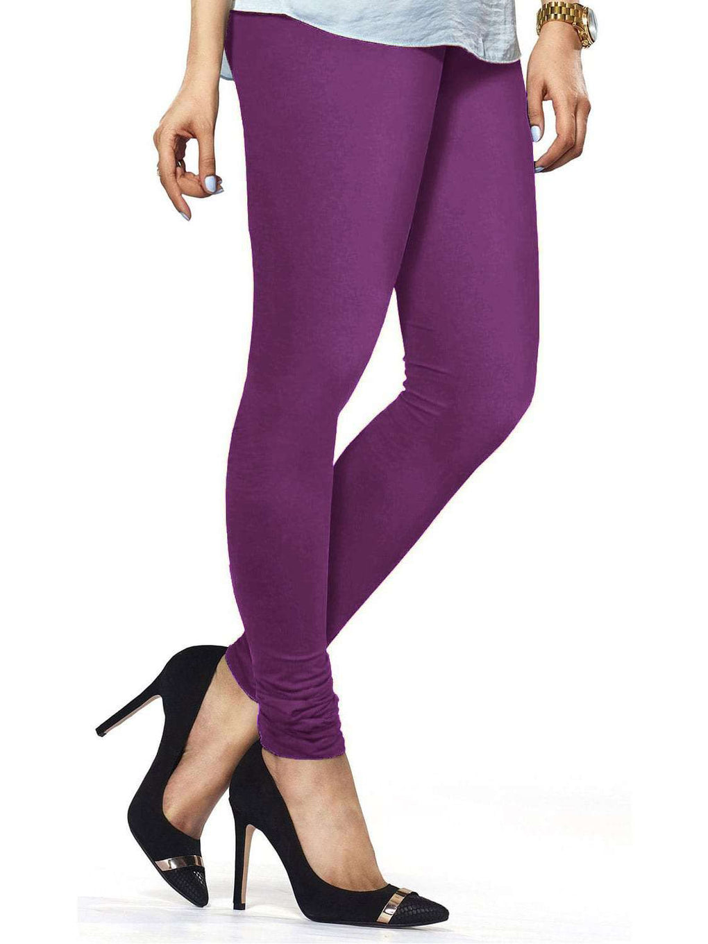 Buy Cotton Lycra Churidar Free Size Dark Violet Leggings Online –  MyBatua.com